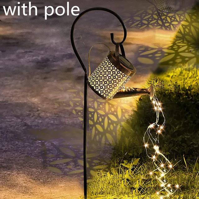 Solar Powered Watering Can Sprinkles Fairy Waterproof Shower LED Light Lantern for Outdoor Garden Lighting Lawn Courtyard Decor