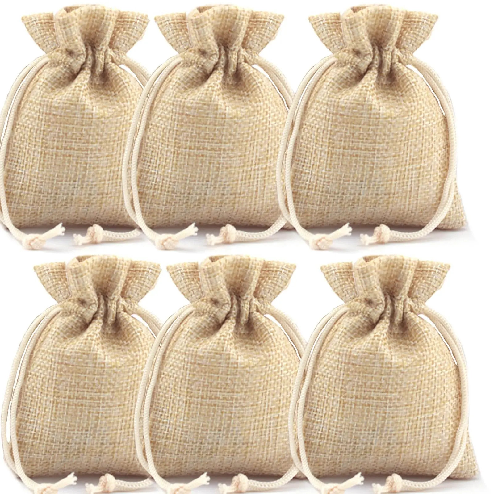 Reusable Linen Drawstring Bag for Party Burlap Tote Bags for Christmas Wedding Party and DIY Gift Craft Candy Packing