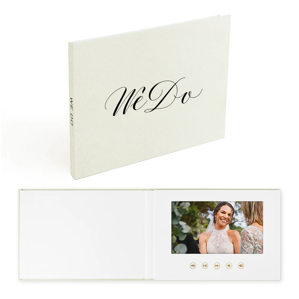 WE DO Black Foil linen bound video album wedding book keepsake cherish Video Album Mailing Box Keepsake 7 inch IPS screen