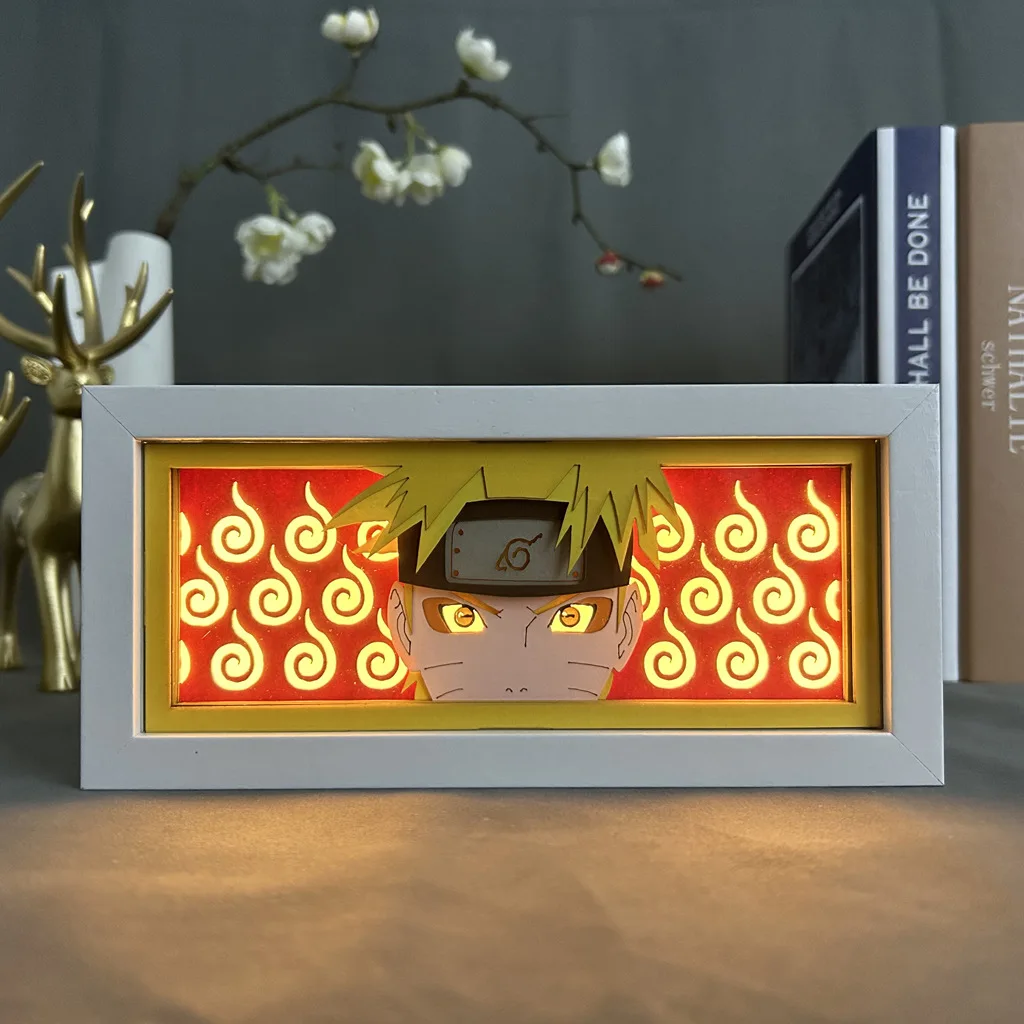 Creative Gift  Cartoon Character Uzumaki Anime Figure Paper Decorative Frame Lamp LED Luminous Shadow 3D Paper Carving Lamp