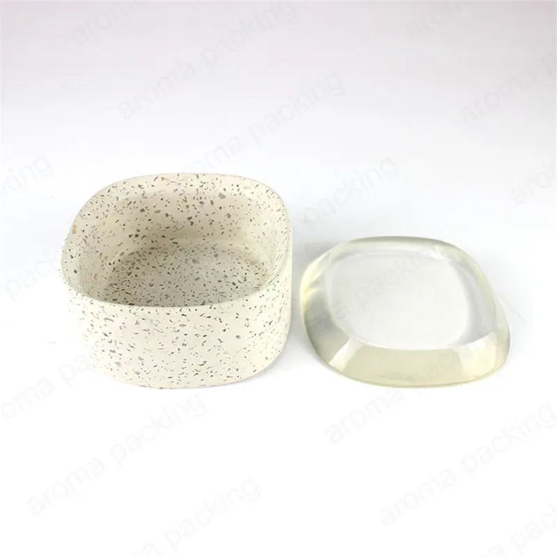 Unique Shape Waterstone Jar Concrete Container With Resin Lid