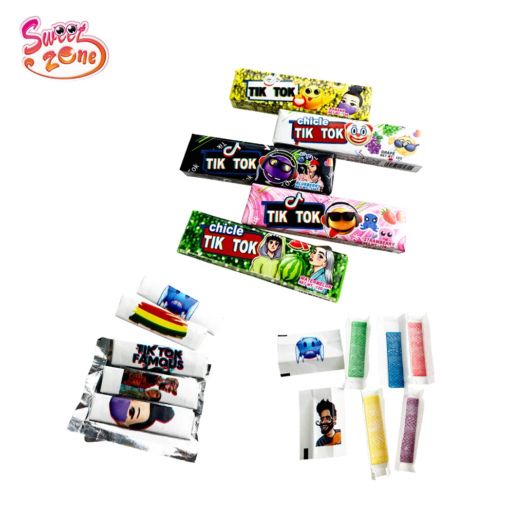 5 PCS Fruit Flavor Stick Bubble Chewing Gum With Tattoo