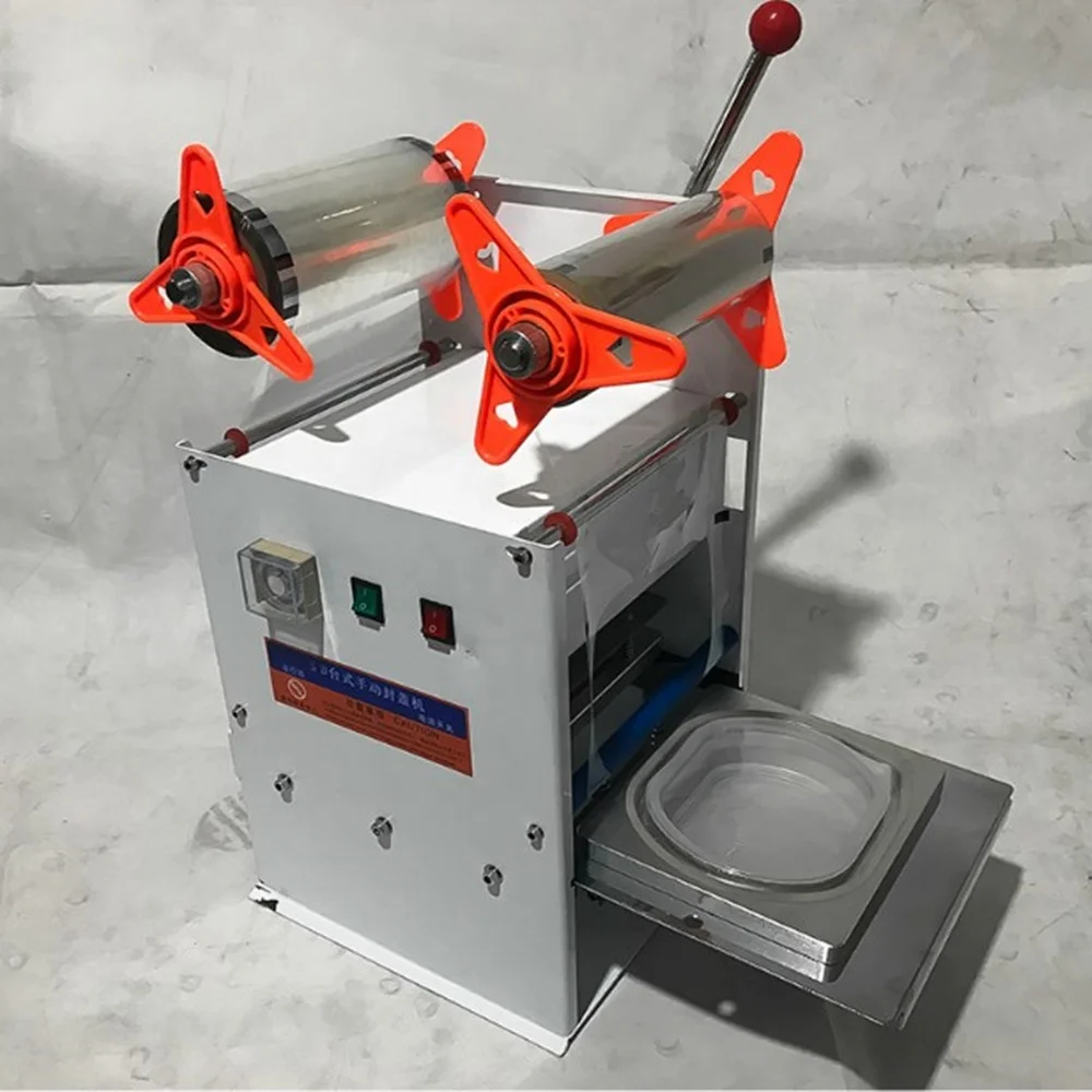 
Semi-automatic Tray Sealer Packaging Machine Plastic Food Container Sealing Meal Table Top Heat Tray Small packing machine 
