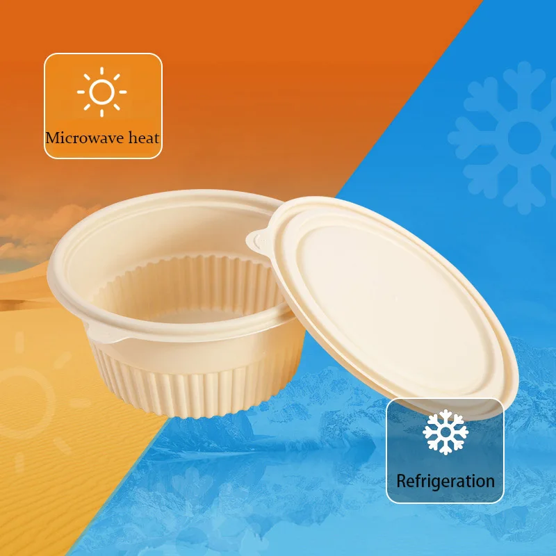 wholesale corn starch round bowls disposable packaging boxes noodles soup bowls biodegradable and eco-friendly meal boxes