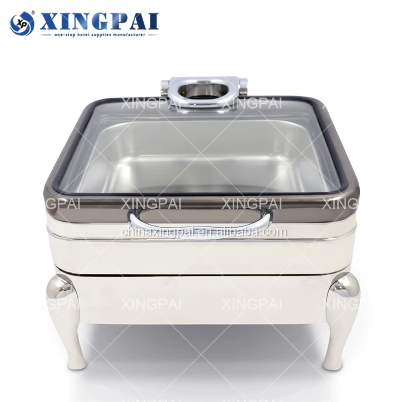 XINGPAI Catering Equipment Buffet Food Warmers Buffet Chafing Dish Stainless Steel Glass Lid Chafing Dishes For Catering