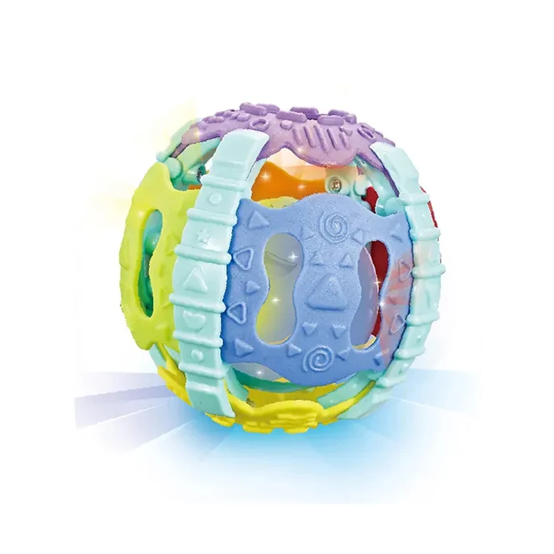 Wholesale Silicone Baby Comforter Toy and Baby Products Sensory Soft Rubber Rattle Ball with Light Music