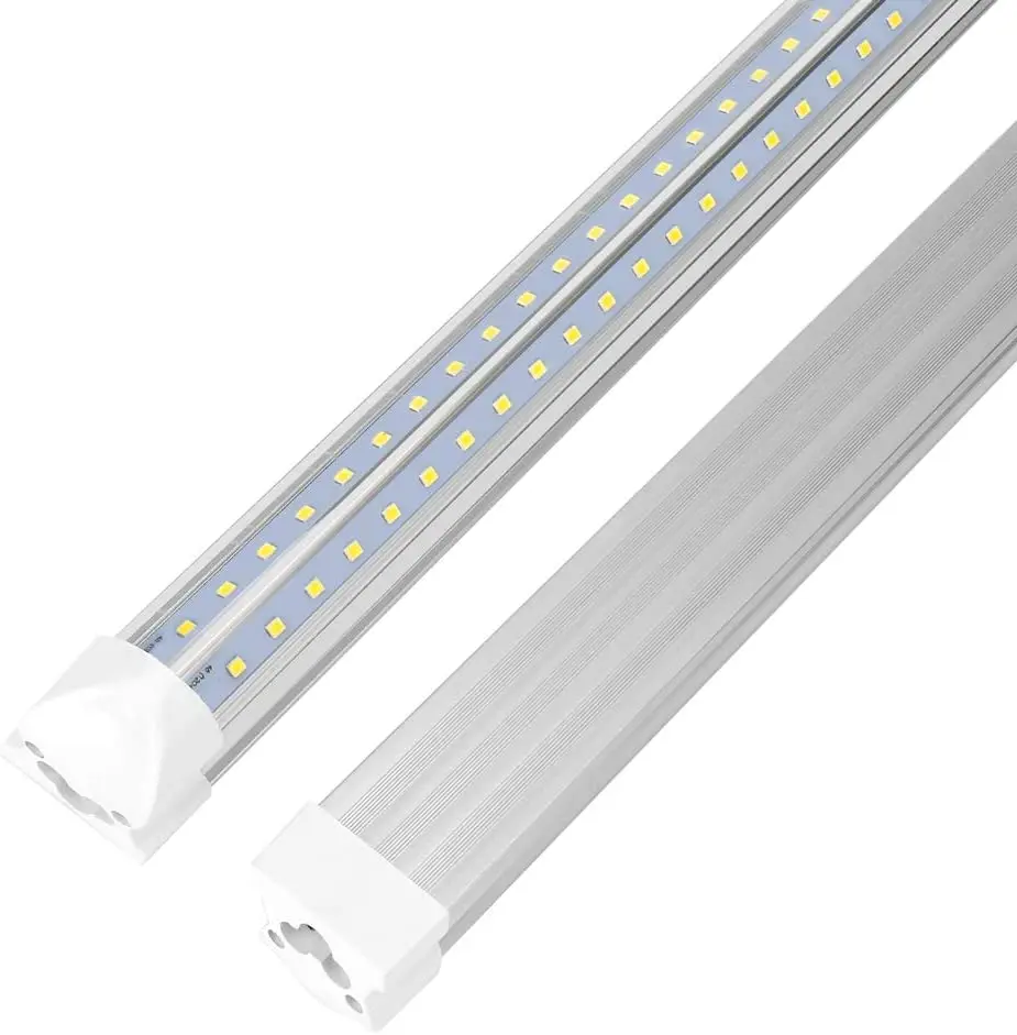 LED Under Cabinet Lighting LED Work Light  SMD2835 Clear Cover Cool White 6000K Dual Row V Shape Integrated T8 LED Tube Light