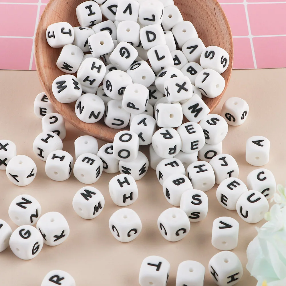 Optional Letters Fine White Background Black Acrylic English Beads DIY Beaded Bracelet Early Education Tools