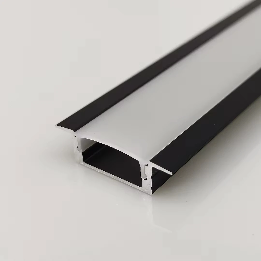 Recessed W17*H6mm 6063 Aluminum LED Light Profile With PC Lampshade Same Color End Caps For Kitchen Cabinets Wardrobes