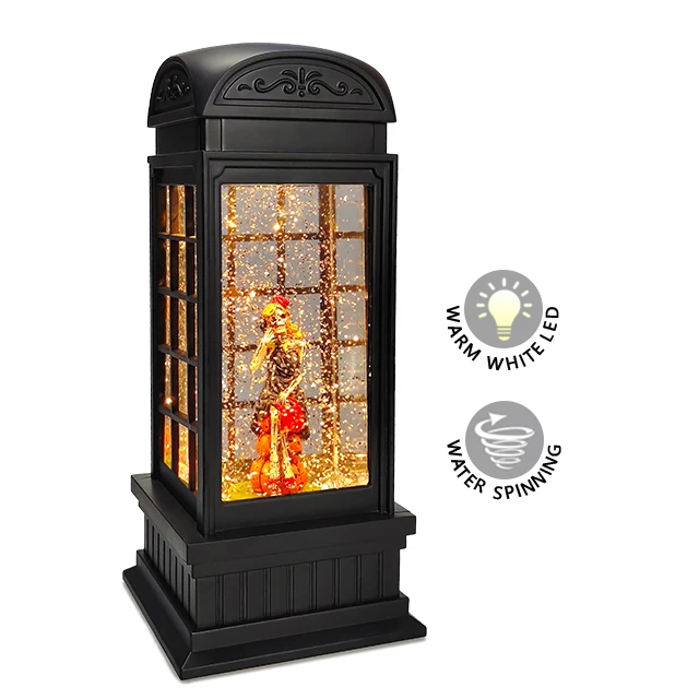 Водяная вращающаяся телефонная будка, украшение на Хэллоуин, светлый снежный шар