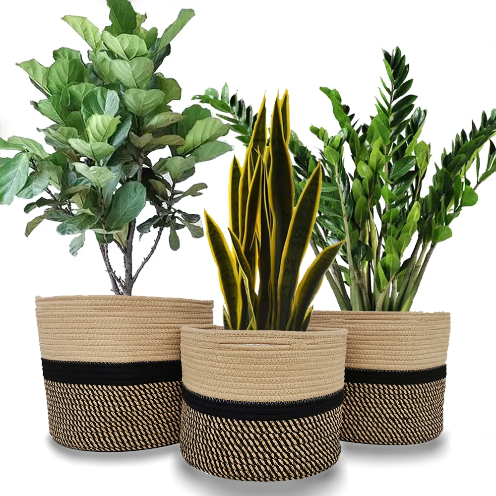 High quality hot sells Factory Jute Storage Baskets woven plant basket cotton rope plant basket