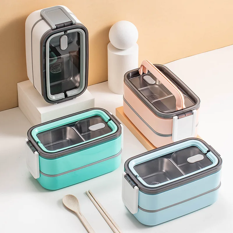 2025 Friendly Stainless Steel Kids Leakproof Insulation 2 layers Food Warmer Thermos Lunch Box Enfant Bento Containers2025