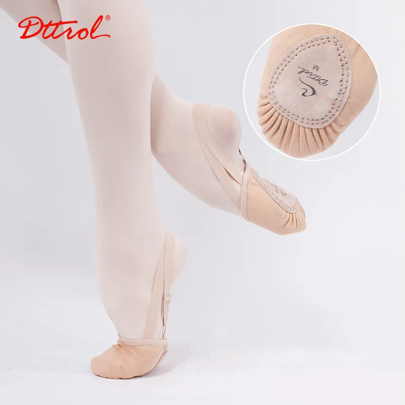 Dttrol, оптовая продажа, Саржевые эластичные брезентовые балетки на полуподошве для женщин, мягкая ткань, замшевая подошва
