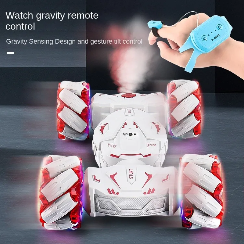 2023 New 2.4G Radio Remote Control Cars Newest 4WD Light Spray Gesture Sensor Rotation Climbing Watch RC Stunt Car