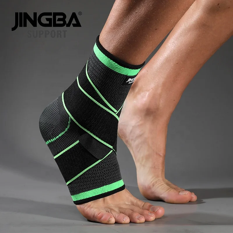 JINGBA оптовая продажа эластичная поддержка лодыжки нейлоновый трикотажный компрессионный рукав для с ремешком дышащий Бандаж
