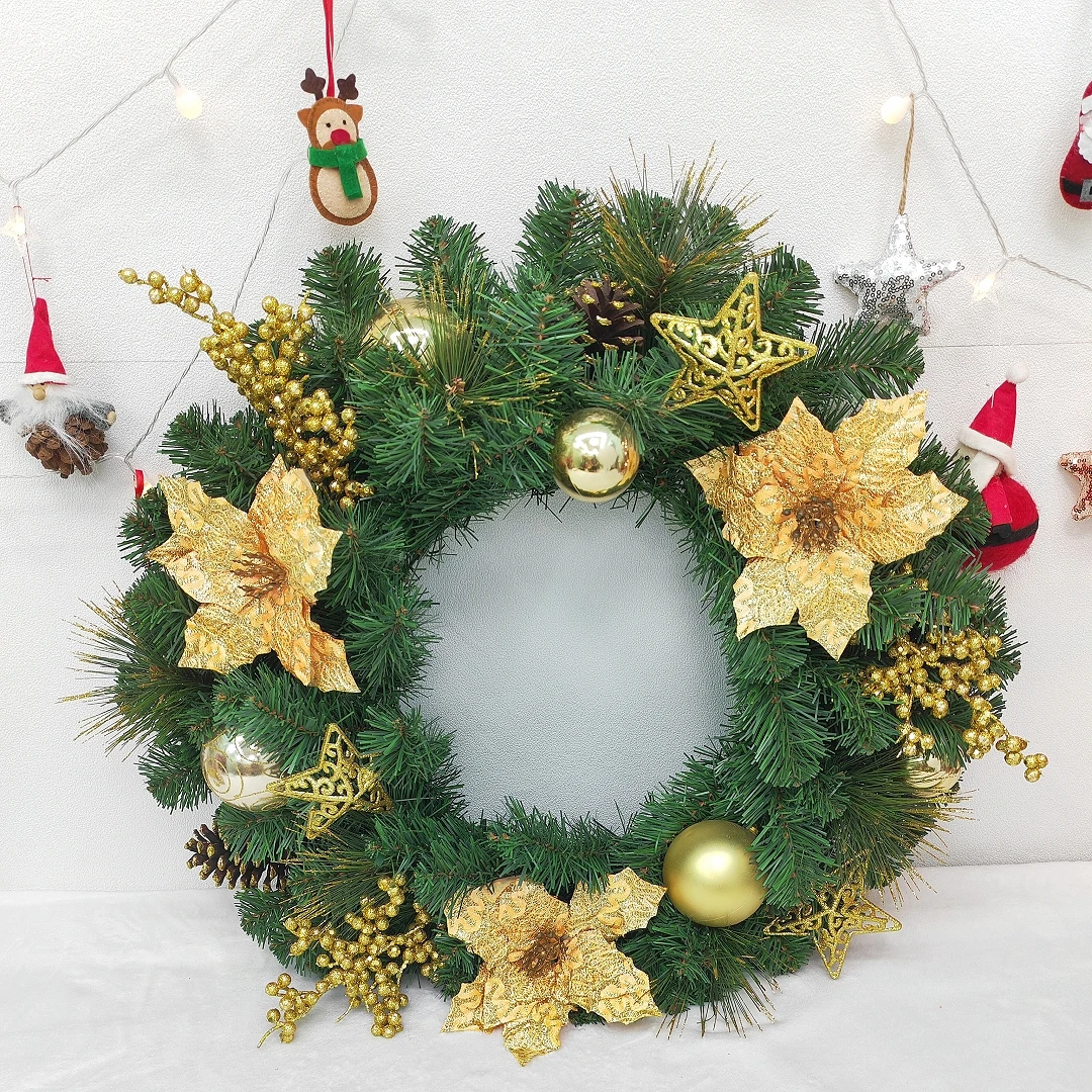 Factory Wholesale Cheap Price Plastic Artificial Wreath Indoor Hanging Green Christmas Wreaths