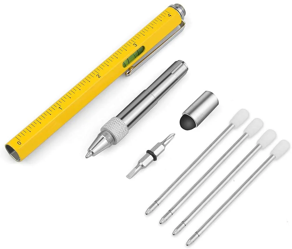 Promotional plastic metal 6 in 1 tool pen phone stand ballpoint stylus pen,pen for mobile holder