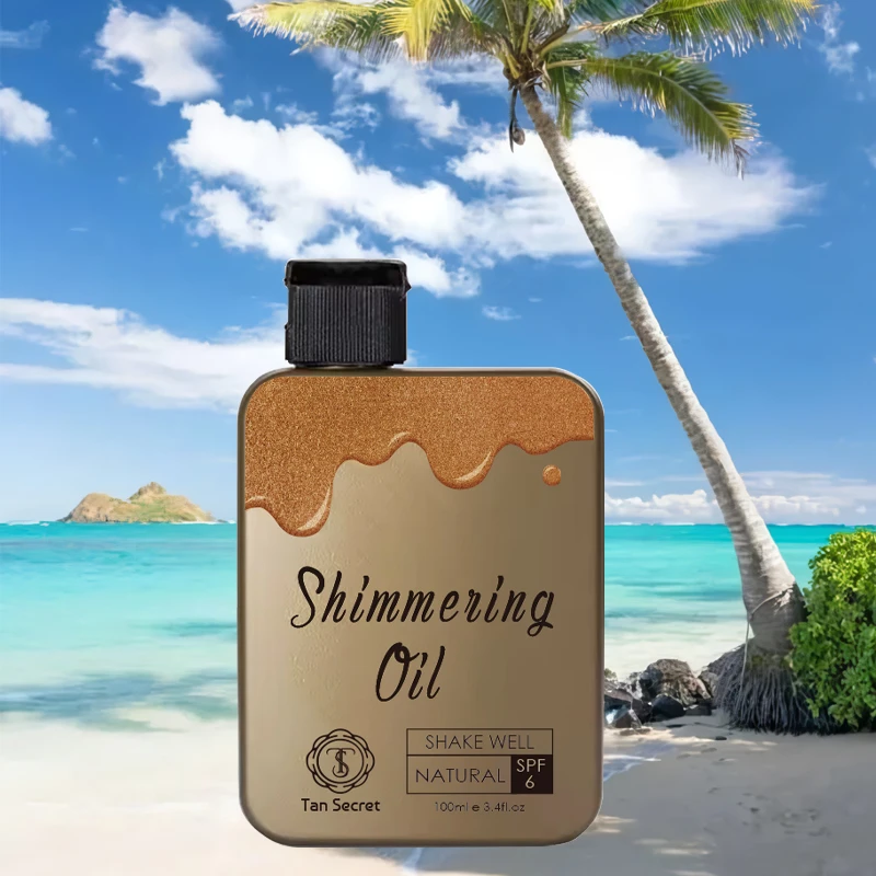 Natural Organic Dry Shiny Particles Body Oil Golden Bronze Tan Glow Shimmer Oil