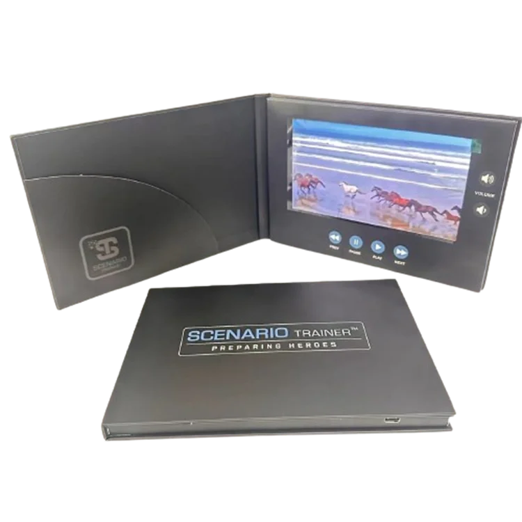 Wholesale lcd Video Greeting Card 7inch ips Hardcover Wedding Video Book a5 Brochure Video for Business Marketing