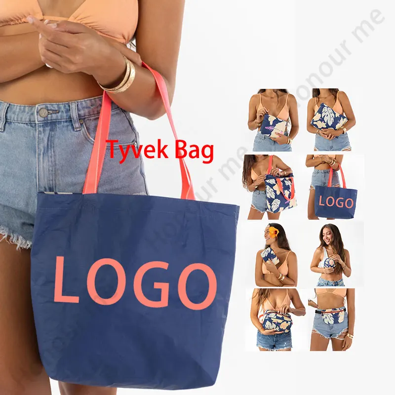Wholesale Retro Design Organic Color Custom Tyvek Tote Bag Eco-Friendly Woven Dupont Paper Bag with Custom Logo Recyclable