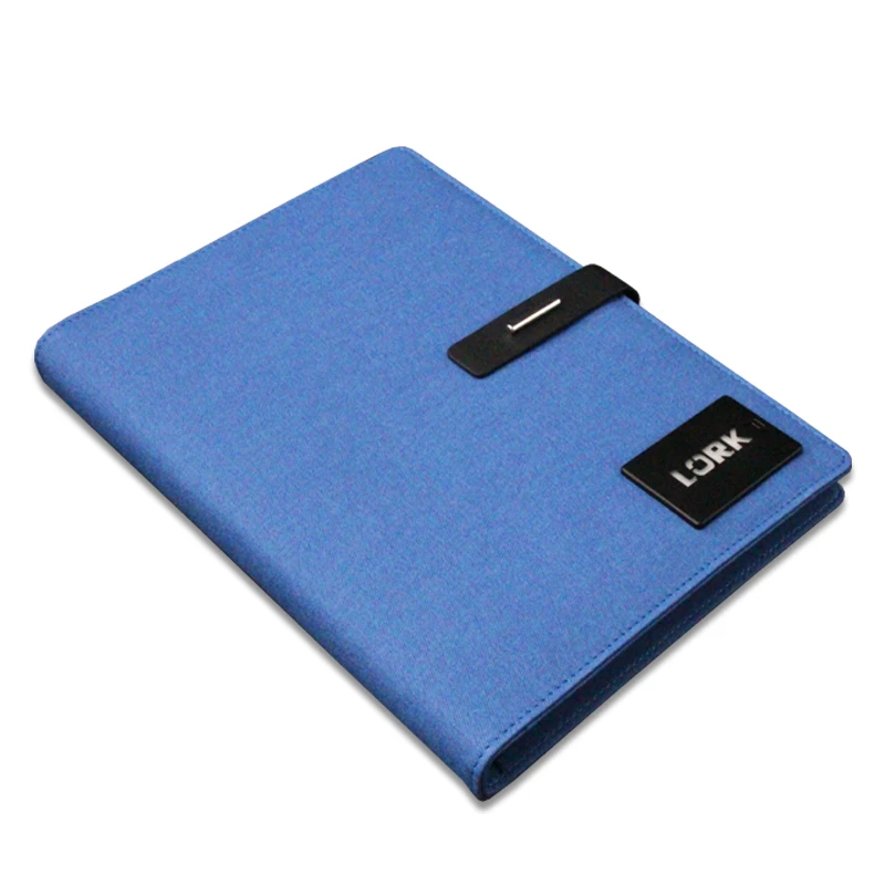 Custom Power Bank Notebook with Colorful Light Logo PU A5 Leather Diary Note Book for Office Stationery