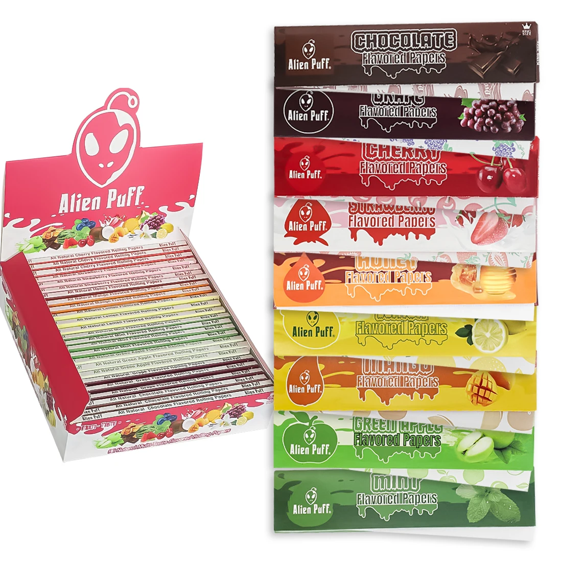 Smoking Flavored Rolling Paper Alein Puff Kingsize Mix Fruit Multifarious Smoking Paper OEM Custom Smoking Paper Wholesale Stock