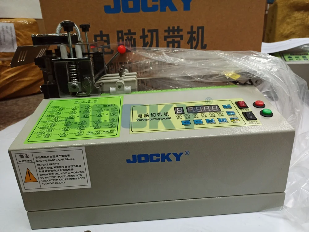 JK-110LR automatic electric webbing tape roll cutting machine leather belt ribbon conveyor strip rotary strap ribbon