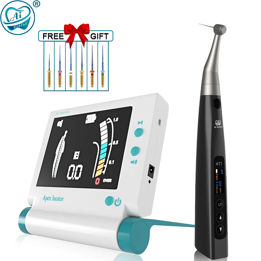 AI-Endo-MT7 Dental Wireless Endo Motor 16:1 Endodontic Instrument With AI-AL-MI7 Non-Optic 4.5 inch Root Canal Treatment