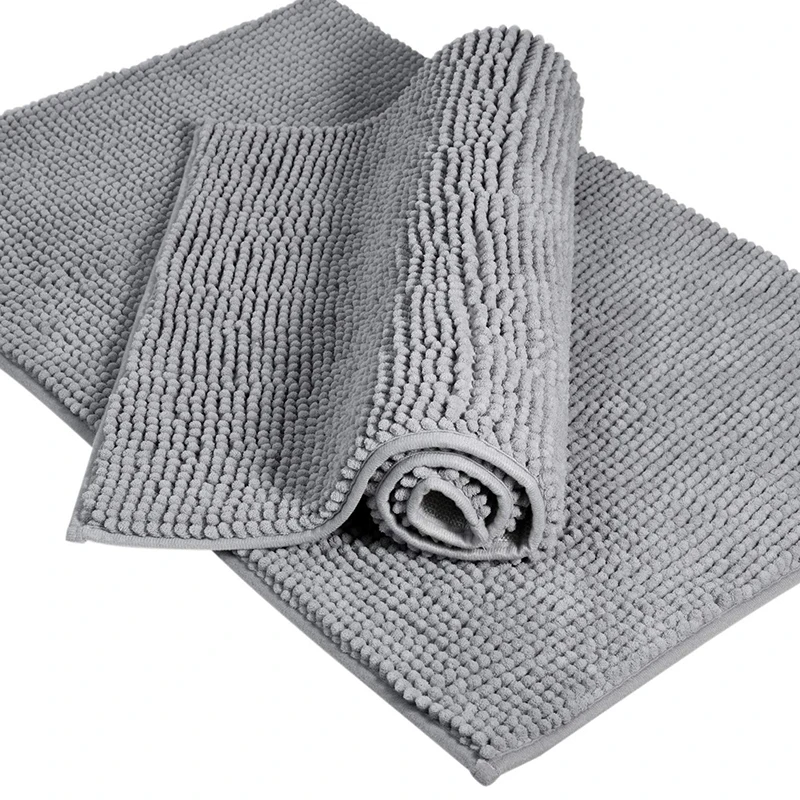 Non slip water absorbent Absorbent Mat Microfiber Chenille Fabric Soft Bathroom carpet bath rugs
