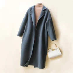 Wholesale Price Autumn Winter Loose Fashion Simple Solid Color Trench Wool Coat Women