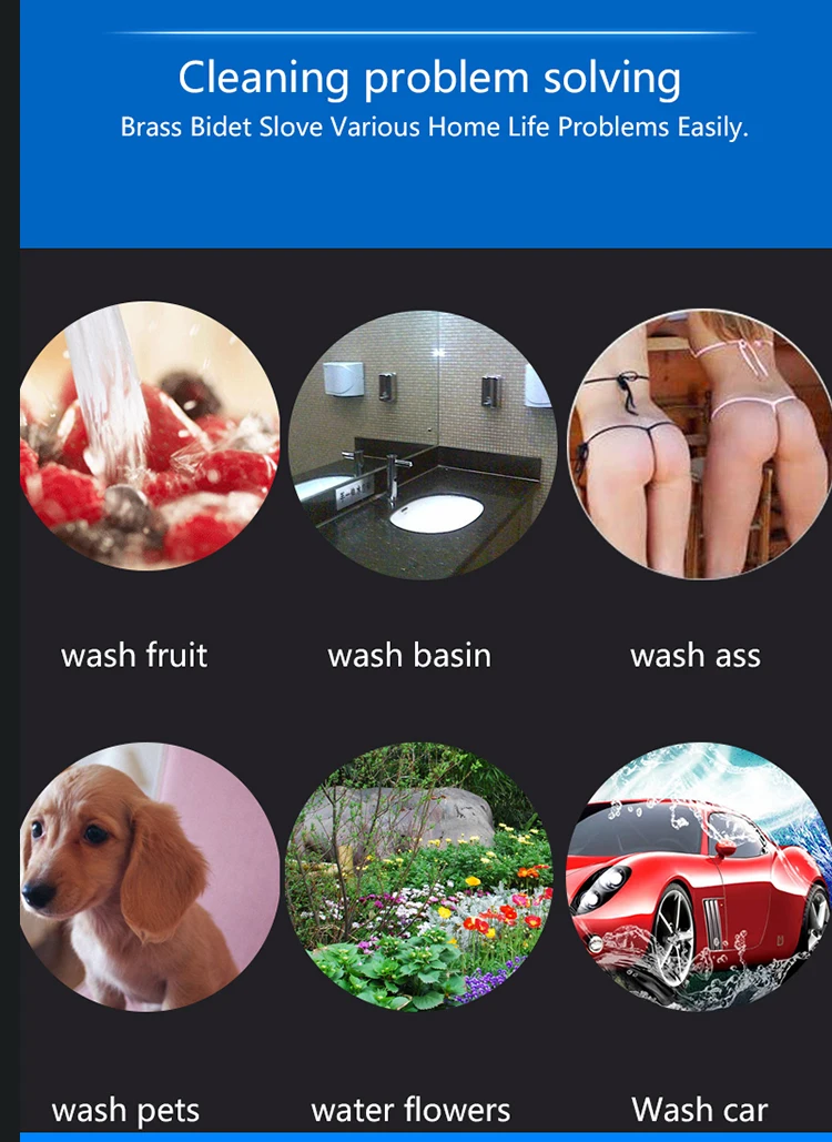 Wholesale Bathroom Brass Muslim Shower Toilet Hot Coll Water Handheld Shattaf Bidet Set with Non-toxic PVC Hose Pipe