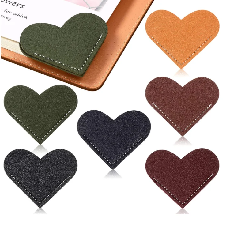 Personalized PU Leather  Heart Bookmark Page Corner Book Marker Handmade Bookmark