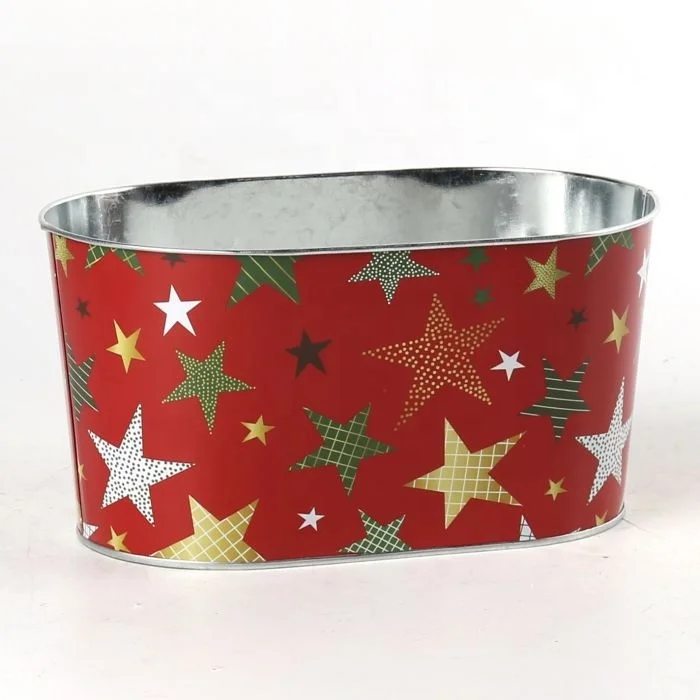 Christmas  metal oval  flower pots home garden flower pots plant  container  giftpacking