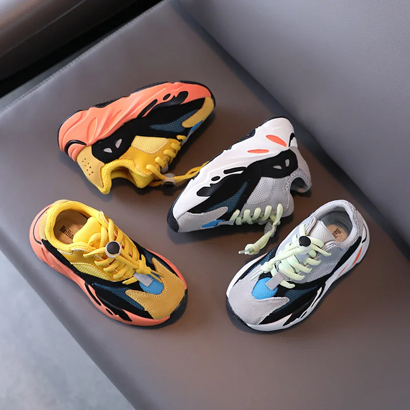 
2021 Children Fashion Sneakers Lace-Up Toddler Little Big Kids Casual Sports Walking Trainers Boys Girls Designer Brand Shoes 