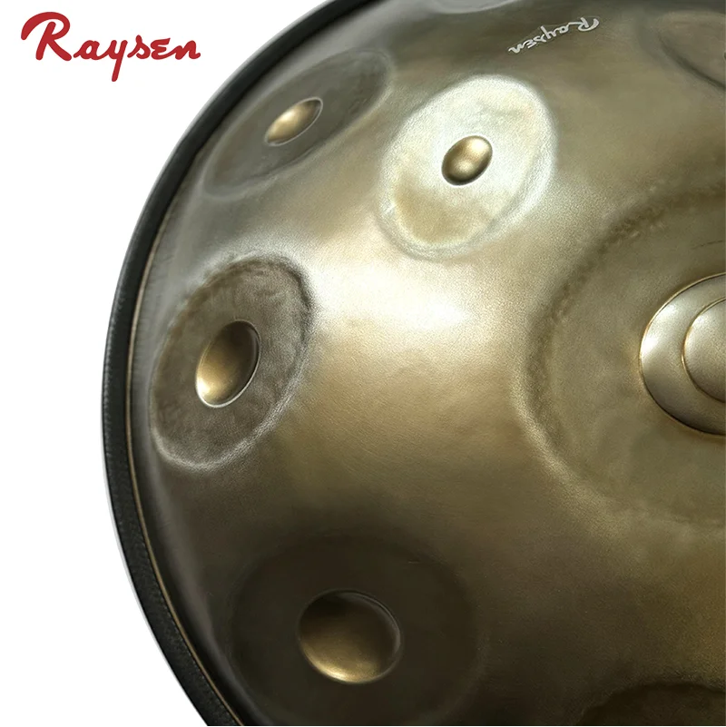 Raysen Master Series Bottom Handpan 12+4 notes D kurd with free bag 440 HZ Stainless Steel Retro silver Handpan