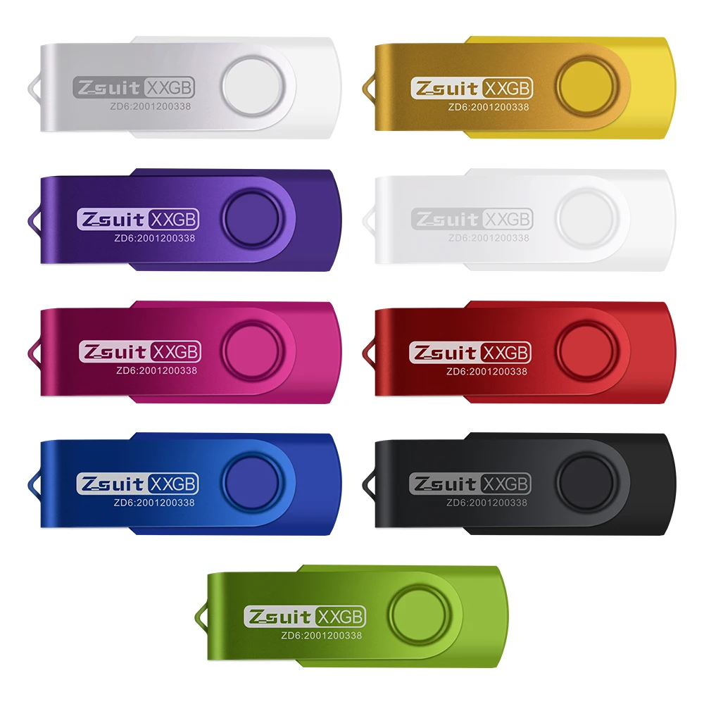 Оптовая продажа 2 ГБ 8 ГБ 16 ГБ 64 ГБ USB Stick высокоскоростной цветной поворотный металлический Флешка Пользовательский логотип USB флэш-накопитель