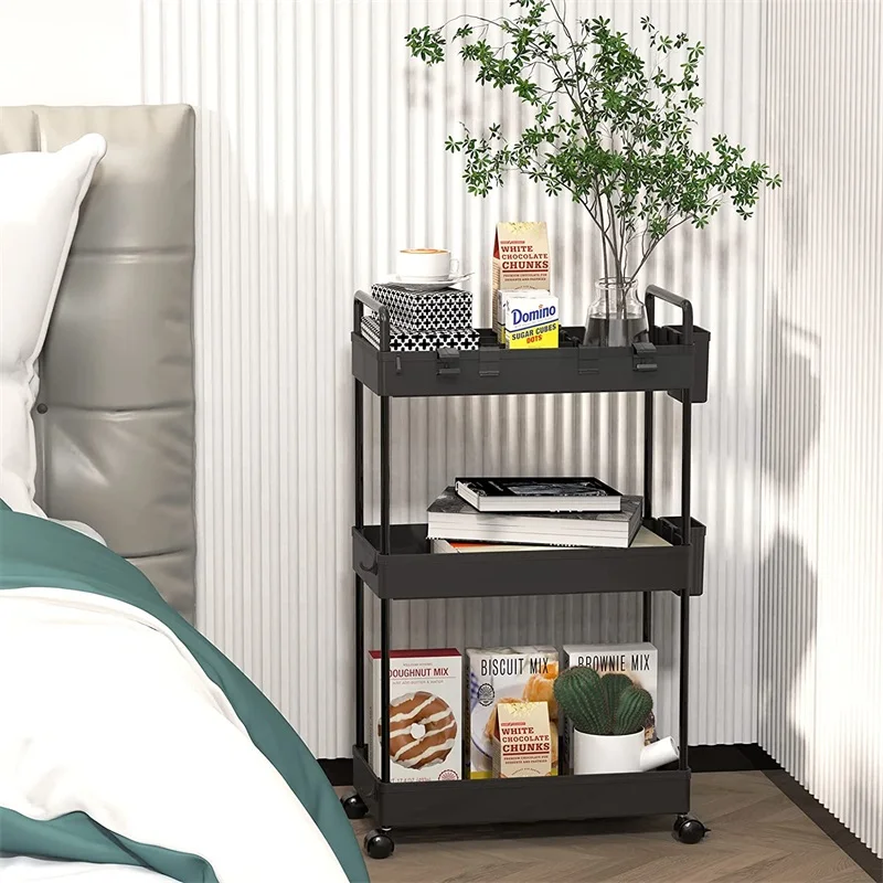 Multi Purpose 3 Tier Metal Organisation Holder Utility Trolley 3 Shelf Utility Storage Rack Cart For Kitchen Office Bathroom