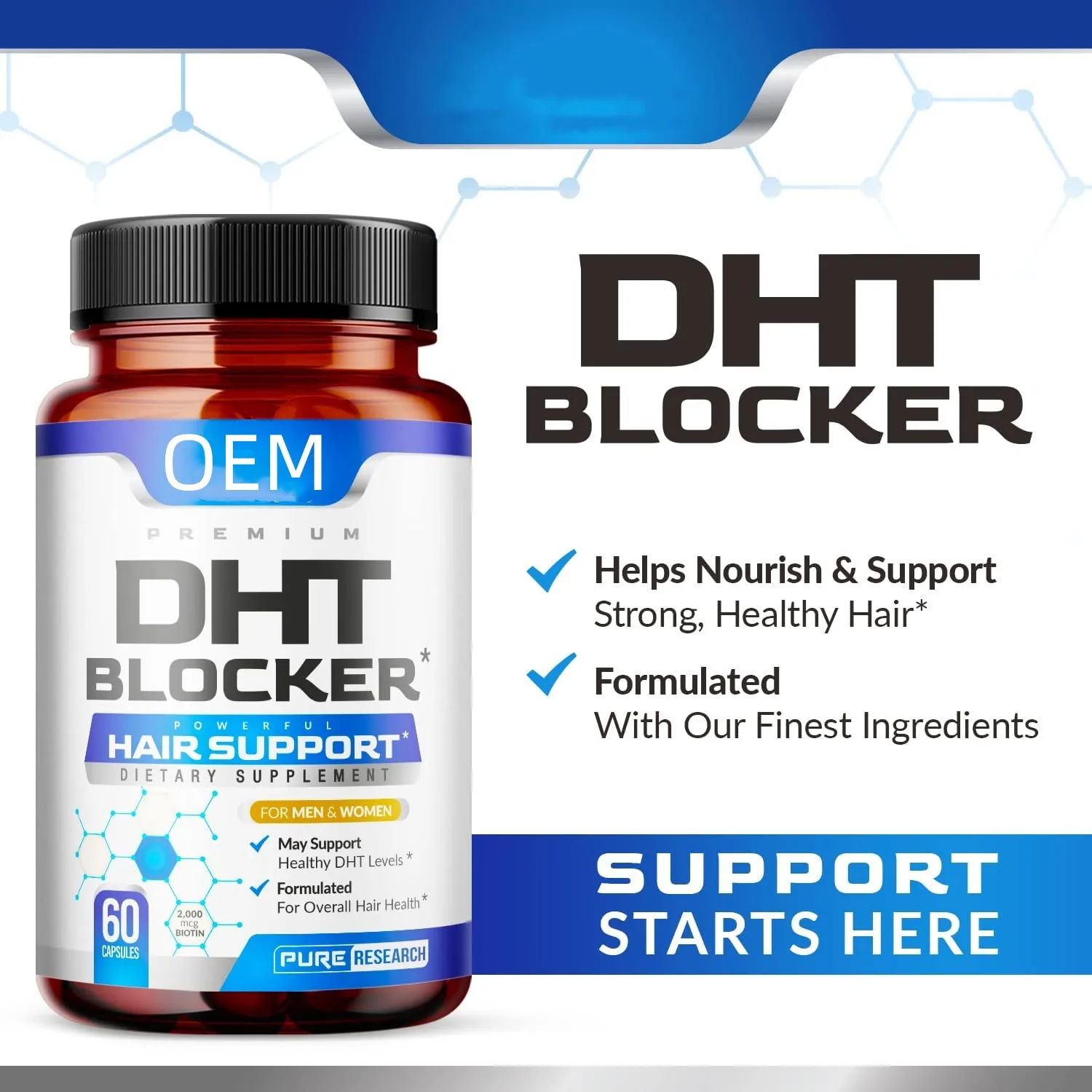 HOT Sale OEM DHT Blocker Hair Growth Support Supplement - Supports Healthy Hair Growth, Healthy Thick Strong Hair capsule