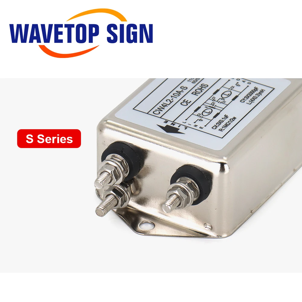 Мощный фильтр WaveTopSign EMI CW4L2-10A-T/S CW4L2-20A-T/S однофазный 115 В/250 В 20A 50/60 Гц для лазерной гравировки СО2
