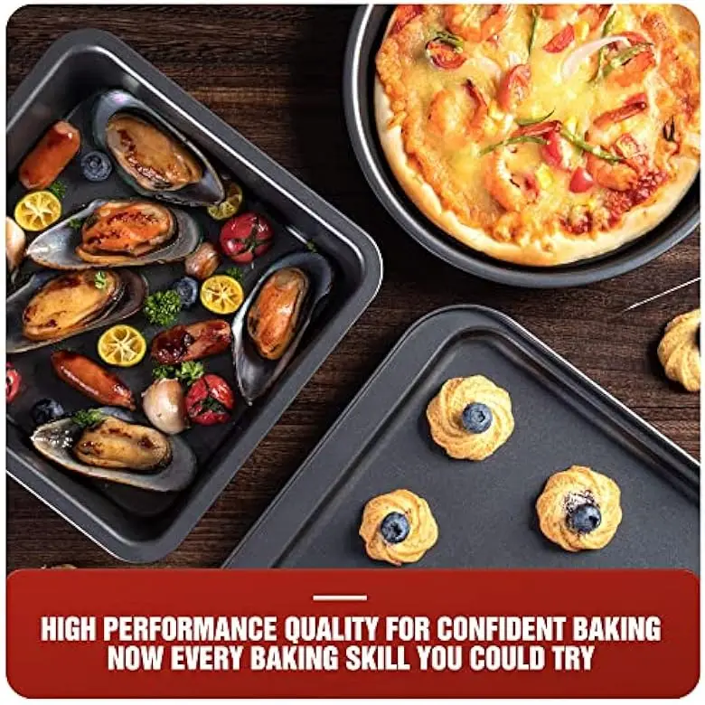 Non stick cake pizza baking trays for oven nonstick pizza cake baking pan carbon steel pizza bread bake sheet muffin trays