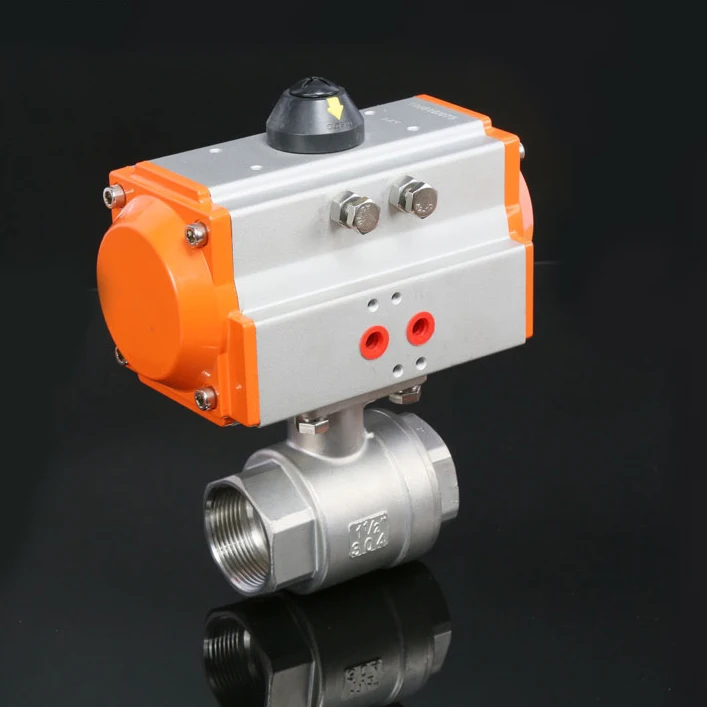 TKFM high platform pneumatic Female thread screw two piece stainless steel ball valve