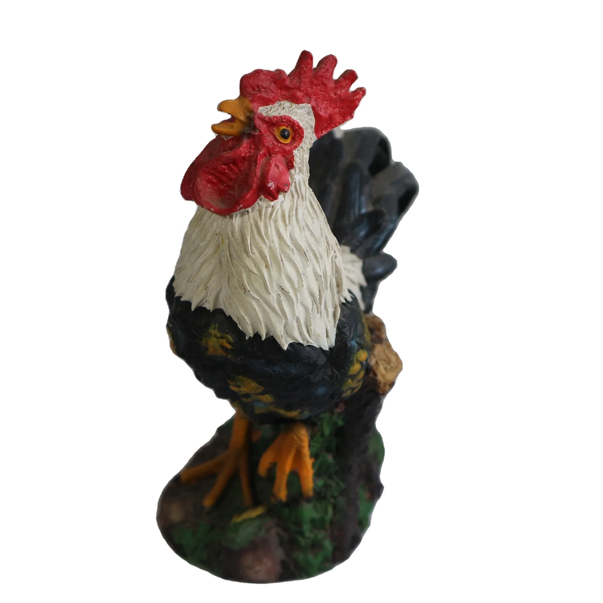 Red Chicken and Rooster Figurine Indoor Decorative Sculpture Model Artificial Style Resin Statue for Home Decoration