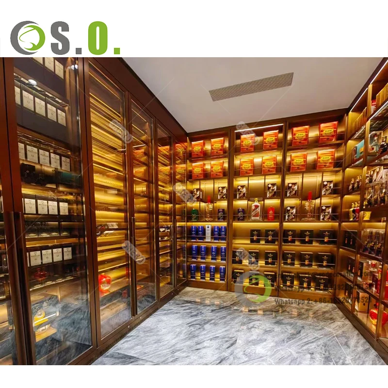 Fashion Wooden wine display stand modern wine cabinet restaurant liquor display showcase
