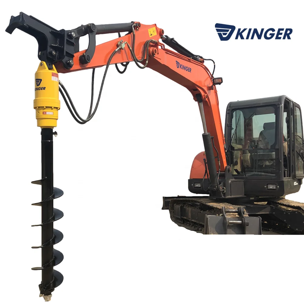 KINGER mini excavator auger torque earth drill skid steer ground hole drill earth auger