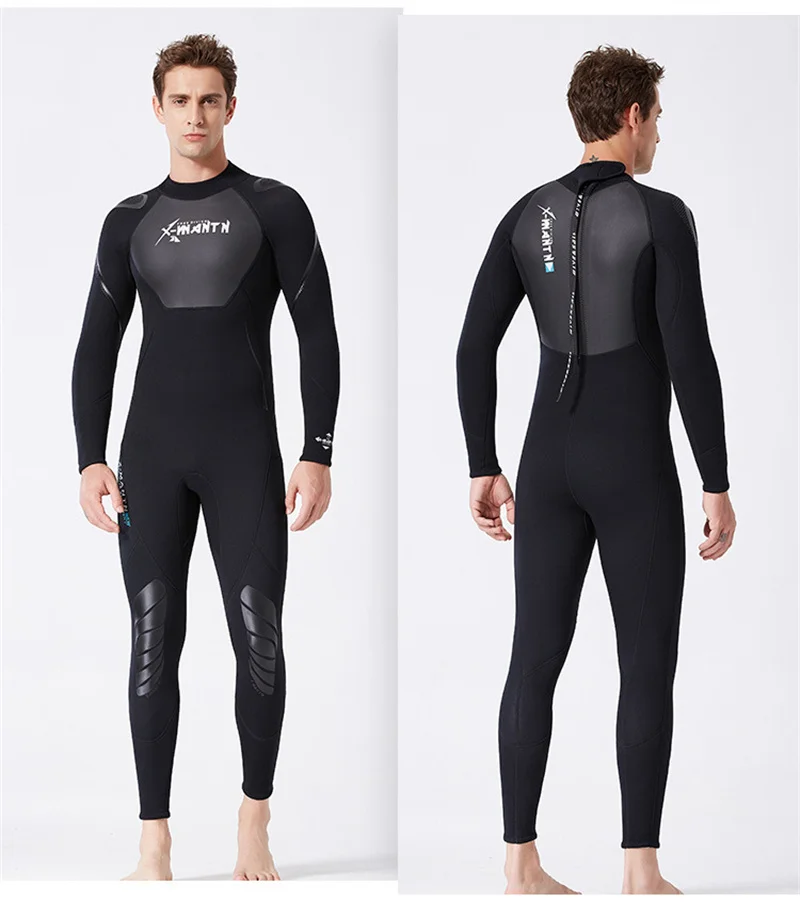 Women Men 3mm Neoprene Wetsuit Thermal Full Body Drive Suit Back Zip Wetsuit for Adults