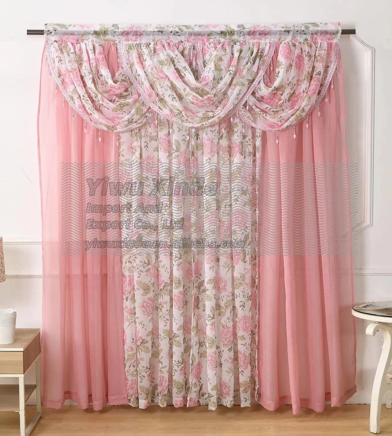 5pcs Floral Curtains Long Printed Grommet Cotton Window Curtains for Living Room Bedroom Light Filtering Linen Style Curtain