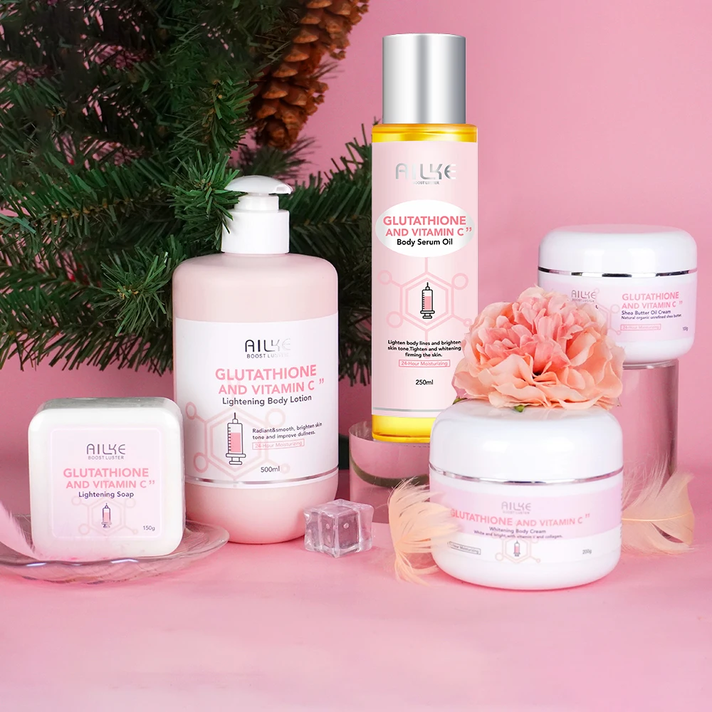 Skincare Set Whitening Butter Body Cream Firming Body Oil Lightening Soap 5 in 1 Bleaching Body Lotion