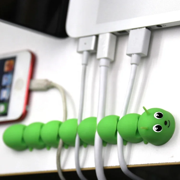 2020 Новый дизайн! Силиконовый органайзер для кабеля в форме гусеницы для рождественского подарка