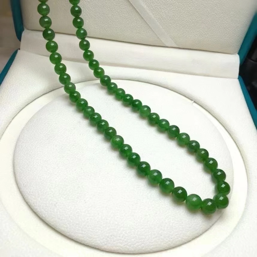 MEDBOO Fine Jewelry Factory Real Jewellery Spinach Nephrite Hetian Jasper Jade Round Bead Necklace Jewelry
