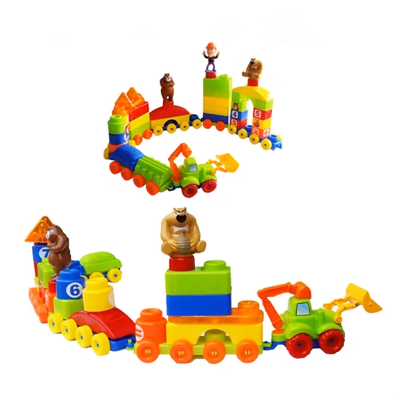 Детский сад школьные игрушки развивающие пластиковые поезд строительные блоки игрушечный